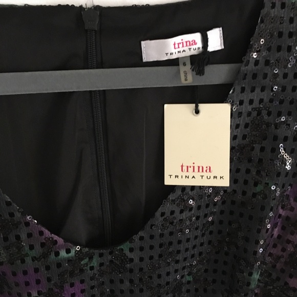 NWT Trina Turk black sequin cocktail dress M - Picture 5 of 13
